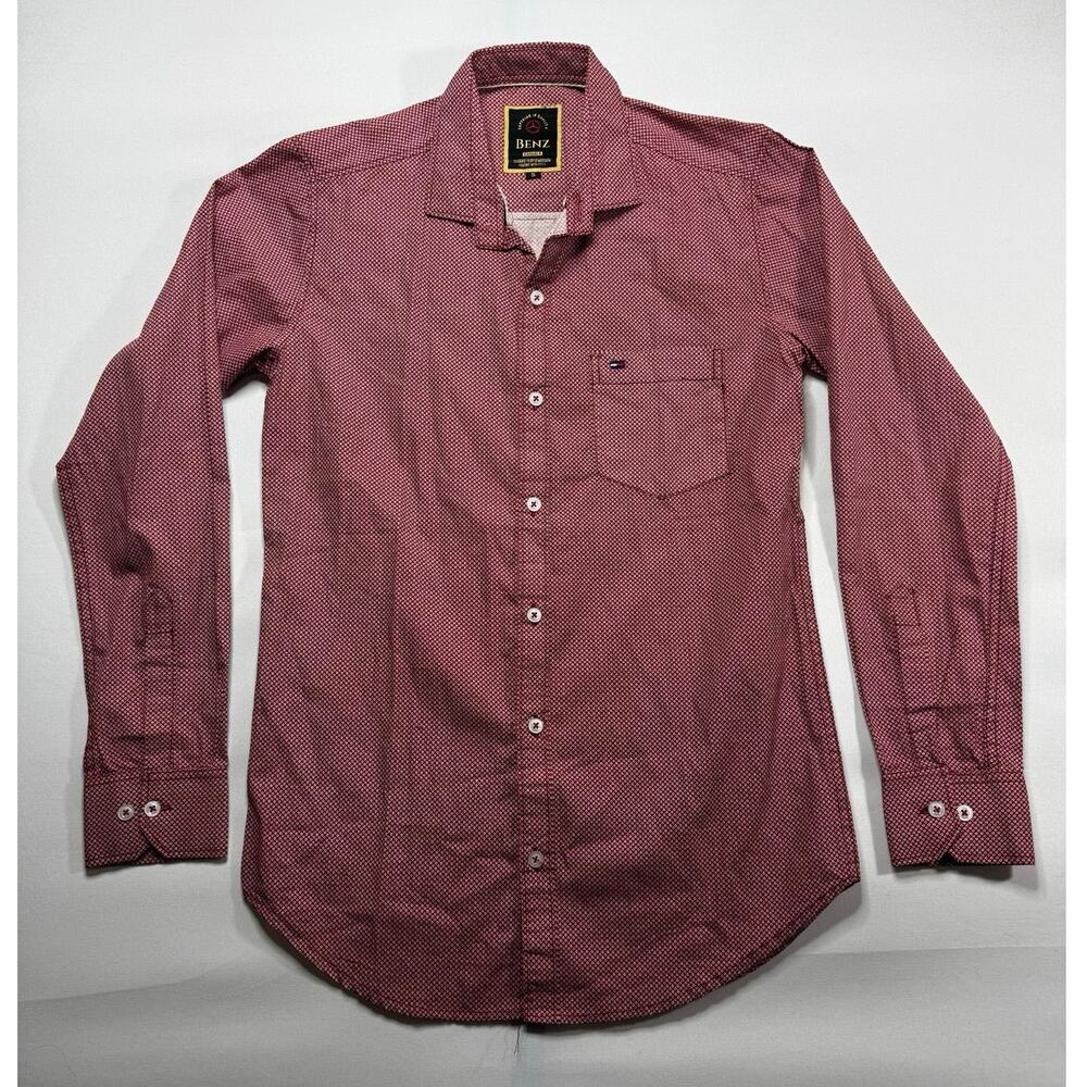 Mercedes Benz Tommy Hifiger Men's Long Sleeve Red Geo Print Button shirt Sz- S